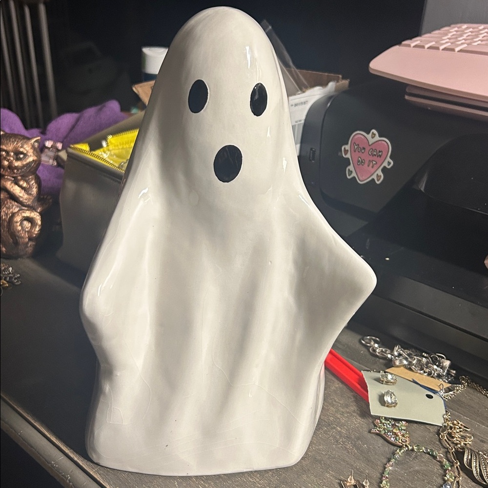 Ceramic Ghost Figurine‎ 12 inches tall 8.5x7.5 base